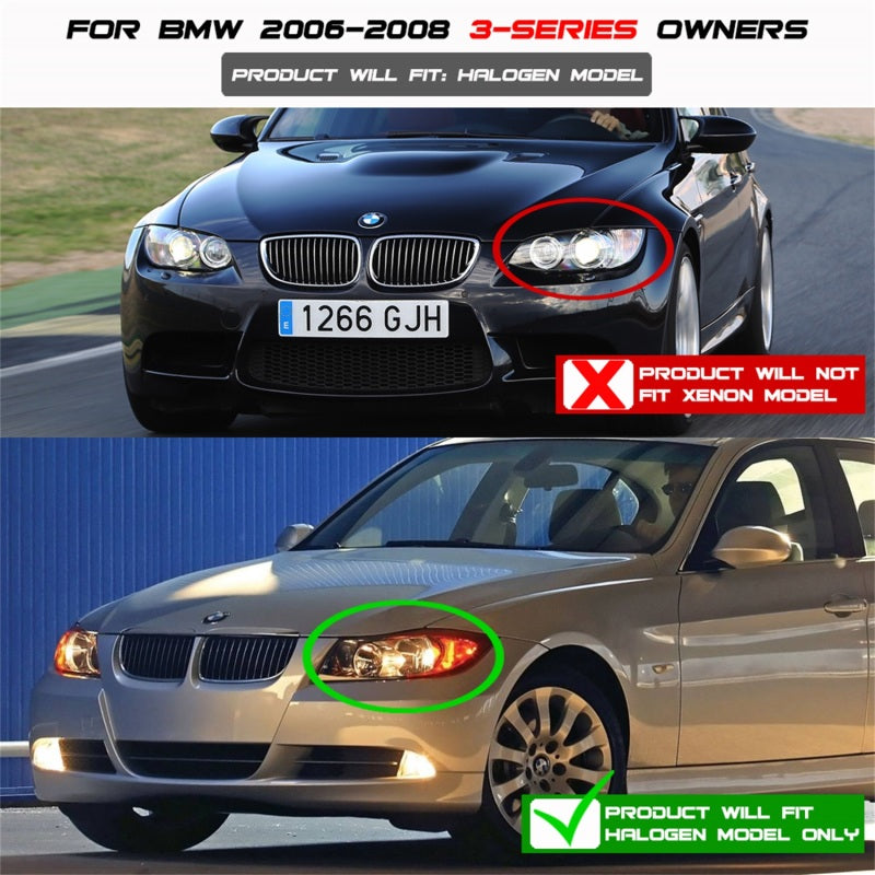 Spyder BMW E90 3-Series 06-08 (4 dr) Proj LED Halo Amber Reflctr Rplc Bulb Smke PRO-YD-BMWE9005-AM-S SPYDER Headlights AXOPROS