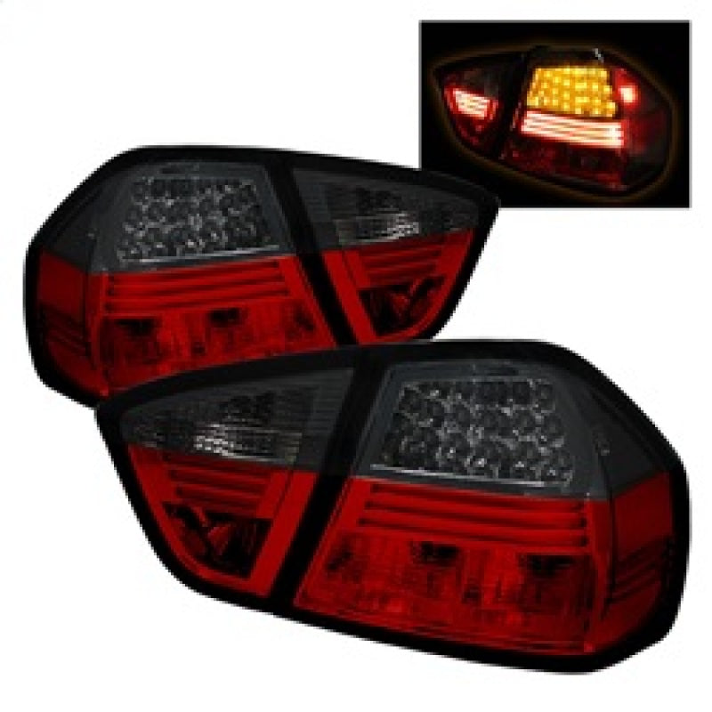 Spyder BMW E90 3-Series 06-08 4Dr LED Tail Lights Red Smoke ALT-YD-BE9006-LED-RS SPYDER Tail Lights AXOPROS