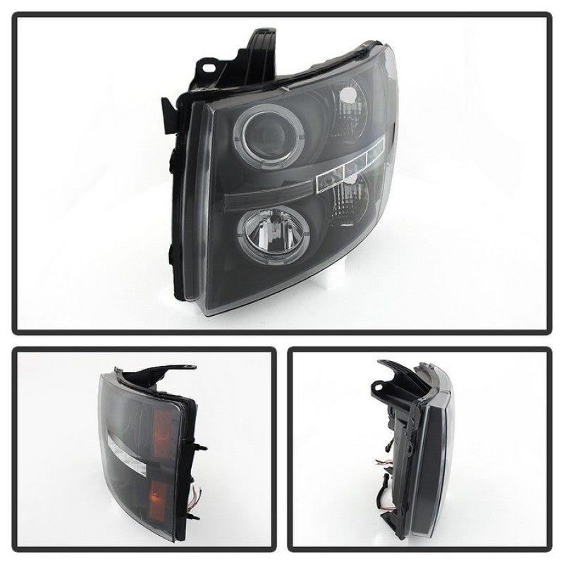 Spyder Chevy Silverado 1500 07-13 Projector Headlights LED Halo LED Blk PRO-YD-CS07-HL-BK SPYDER Headlights AXOPROS