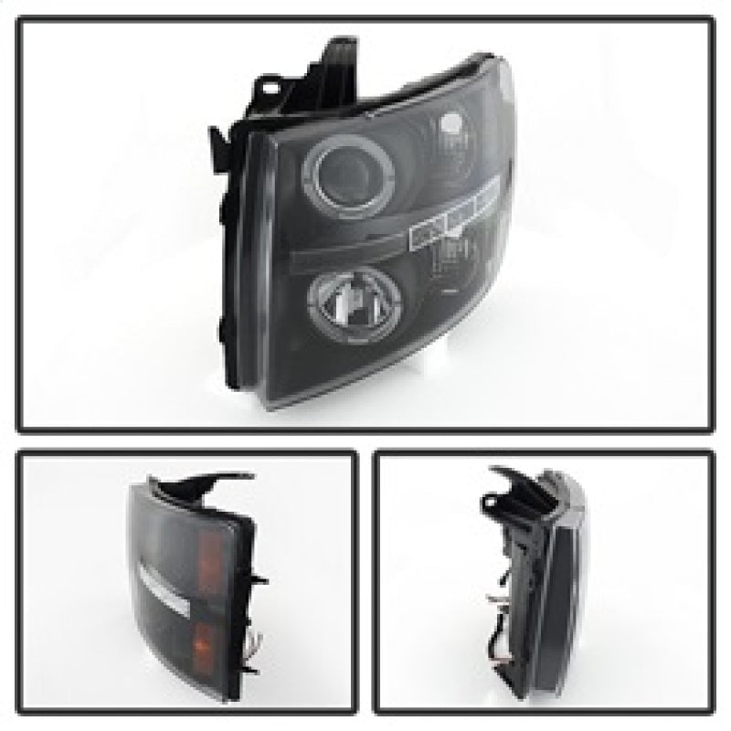 Spyder Chevy Silverado 1500 07-13 Projector Headlights LED Halo LED Blk PRO-YD-CS07-HL-BK SPYDER Headlights AXOPROS