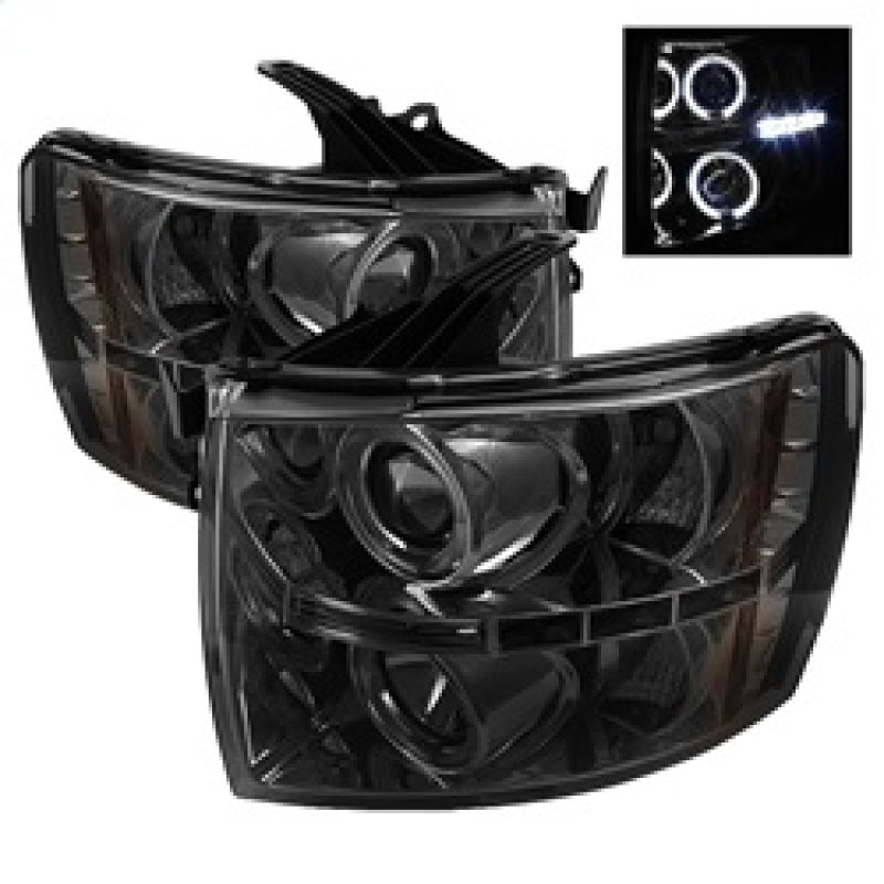 Spyder Chevy Silverado 1500 07-13 Projector Headlights LED Halo LED Smke PRO-YD-CS07-HL-SM SPYDER Headlights AXOPROS