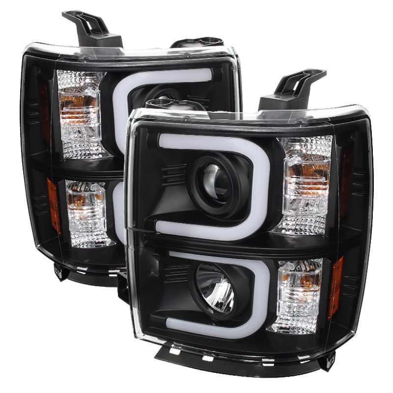 Spyder Chevy Silverado 1500 14-16 Projector Headlights Light Bar DRL Blk PRO-YD-CS14-LBDRL-BK SPYDER Headlights AXOPROS