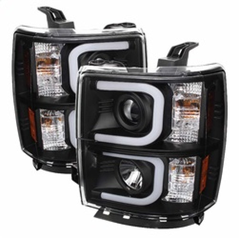 Spyder Chevy Silverado 1500 14-16 Projector Headlights Light Bar DRL Blk PRO-YD-CS14-LBDRL-BK SPYDER Headlights AXOPROS