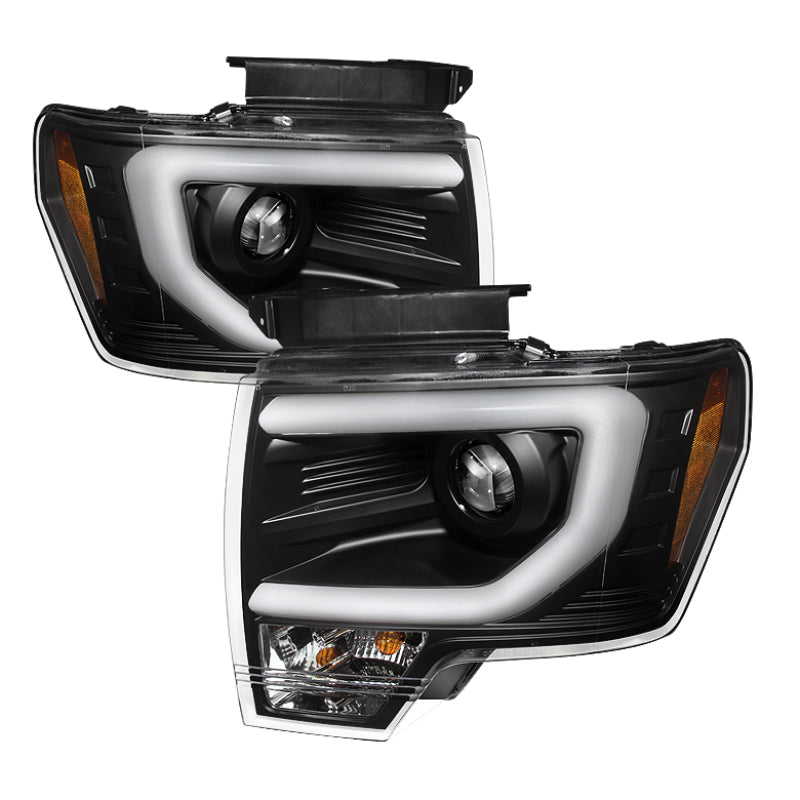 Spyder Ford F150 09-14 Projector Headlights Halogen Model- Light Bar DRL Blk PRO-YD-FF15009-LBDRL-BK SPYDER Headlights AXOPROS