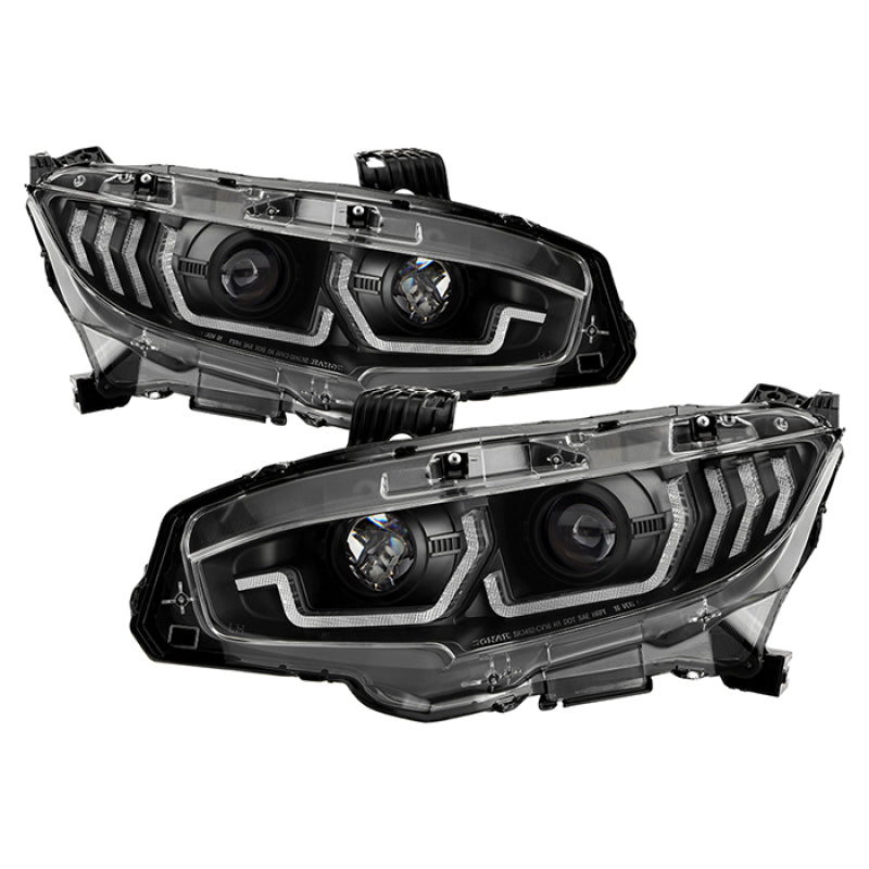 Spyder Honda Civic 16- 2DR/4DR/Hatchback Projector Headlights - Black PRO-YD-HC16SI-SEQGR-BK SPYDER Headlights AXOPROS