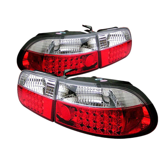 Spyder Honda Civic 92-95 3DR LED Tail Lights Red Clear ALT-YD-HC92-3D-LED-RC SPYDER Tail Lights  AXOPROS