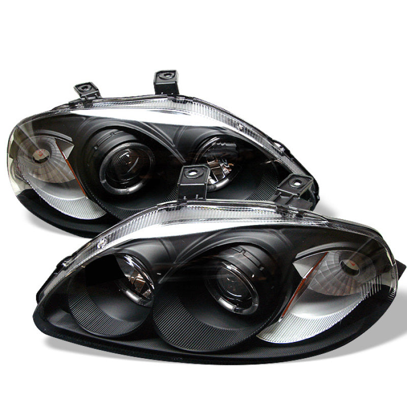 Spyder Honda Civic 96-98 Projector Headlights LED Halo Amber Reflctr Blk PRO-YD-HC96-AM-BK SPYDER Headlights AXOPROS