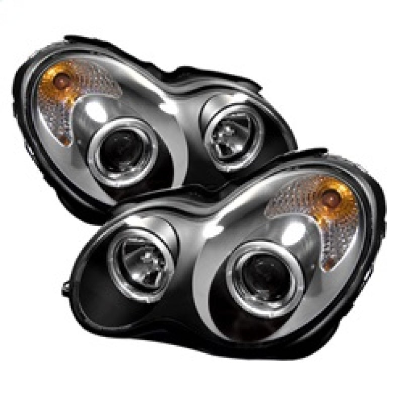 Spyder Mercedes Benz C-Class 01-05 4 DrProjector Headlights Halogen LED Halo Blk PRO-YD-MBW203-HL-BK SPYDER Headlights AXOPROS