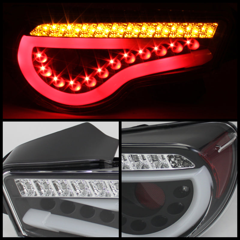 Spyder Scion FRS 12-14/Subaru BRZ 12-14 Light Bar LED Tail Lights Black ALT-YD-SFRS12-LBLED-BK SPYDER Tail Lights  AXOPROS