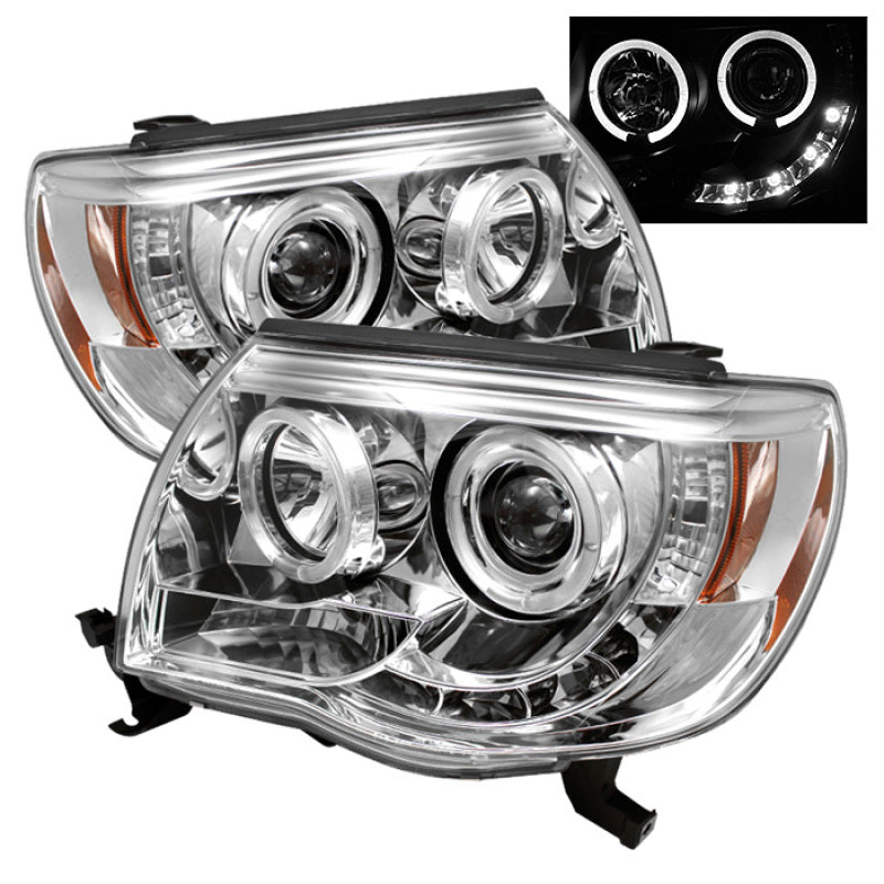 Spyder Toyota Tacoma 05-11 Projector Headlights LED Halo LED Chrome High H1 Low H1 PRO-YD-TT05-HL-C SPYDER Headlights AXOPROS