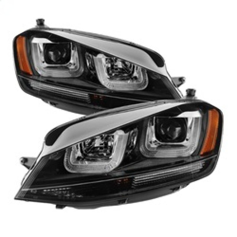 Spyder Volkswagen Golf VII 14-16 Projector Headlights DRL LED Blk Stripe Blk PRO-YD-VG15-BLK-DRL-BK SPYDER Headlights AXOPROS