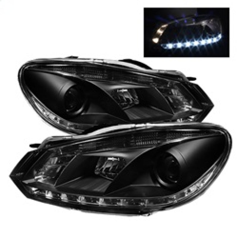 Spyder Volkswagen Golf/GTI 10-13 Projector Headlights Halogen Model- DRL Blk PRO-YD-VG10-DRL-BK SPYDER Headlights AXOPROS