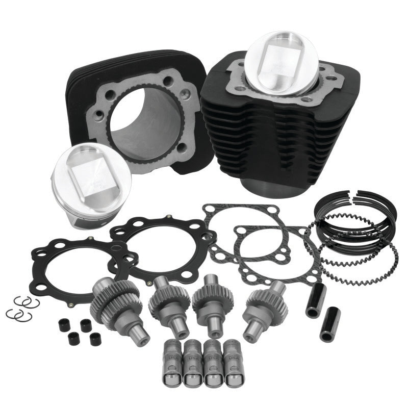 S&S Cycle 00-21 Sportster Models 1200cc to 1250cc Hooligan Kit - Wrinkle Black S&S Cycle Piston Sets - Powersports AXOPROS
