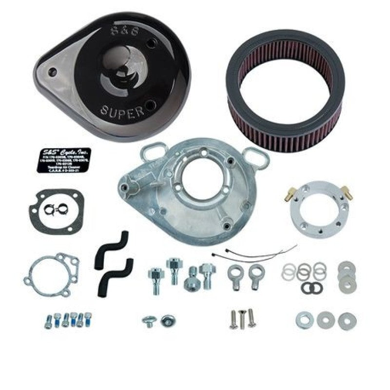 S&S Cycle 01-17 Stock EFI BT Models Teardrop Air Cleaner Kit - Gloss Black S&S Cycle Air Intake Components AXOPROS