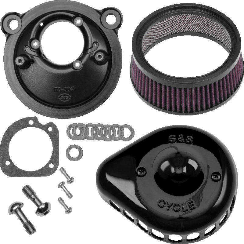 S&S Cycle 2007+ XL Sportster Models Stealth Air Cleaner Kit w/ Gloss Black Mini Teardrop Cover S&S Cycle Air Intake Components AXOPROS