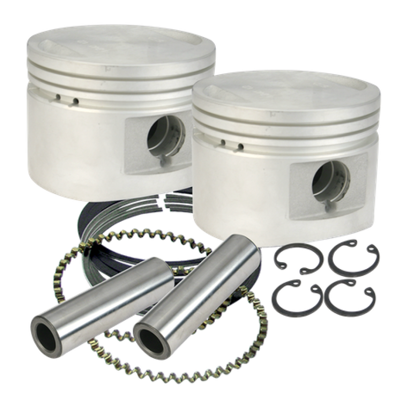 S&S Cycle 84-99 BT w/ Stock Heads Standard 80in Cast Flat-Topped Replacement Piston Kit S&S Cycle Piston Sets - Powersports AXOPROS