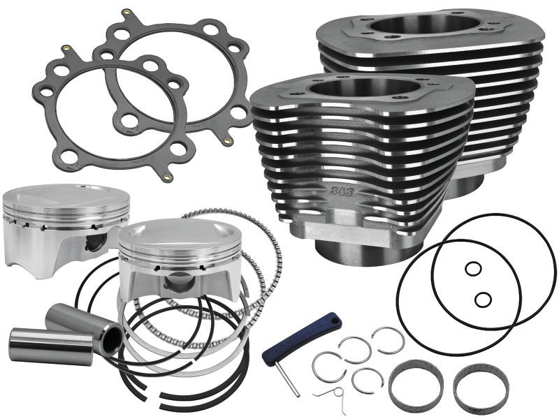 S&S Cycle 99-06 BT 4in Bore 4in Stroke Cylinder Kit - Wrinkle Black w/ Highlight S&S Cycle Piston Sets - Powersports AXOPROS