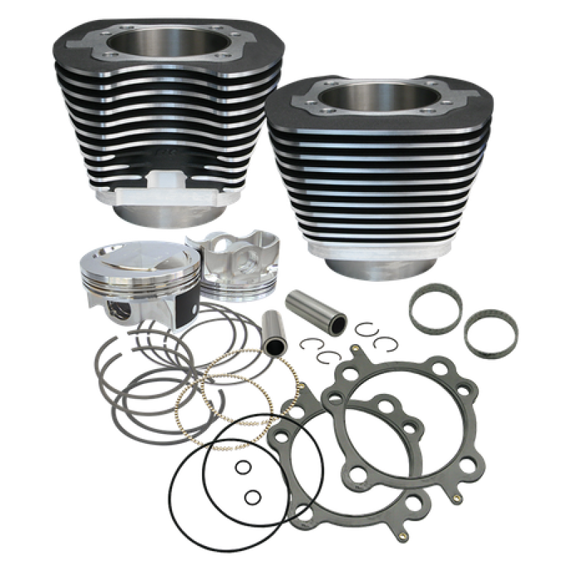 S&S Cycle 99-06 BT 97in Big Bore Cylinder Kit - Wrinkle Black S&S Cycle Piston Sets - Powersports AXOPROS