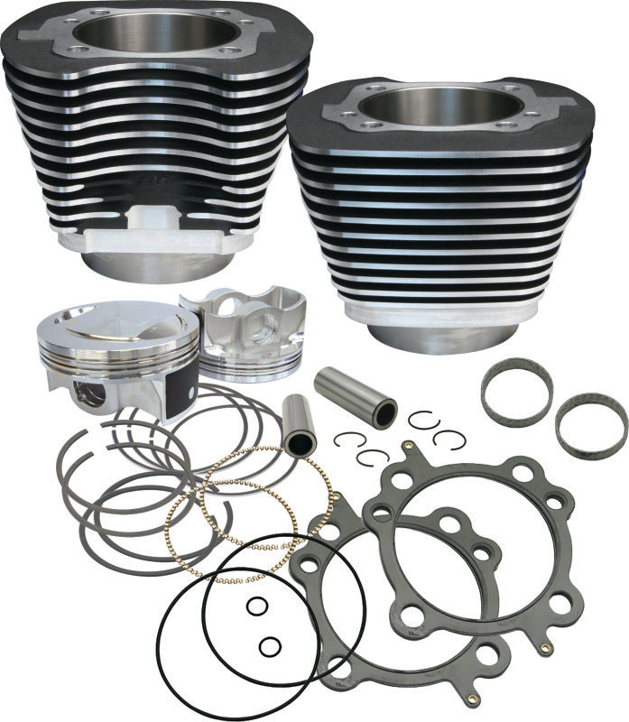 S&S Cycle 99-06 BT 97in Big Bore Cylinder Kit - Wrinkle Black S&S Cycle Piston Sets - Powersports AXOPROS