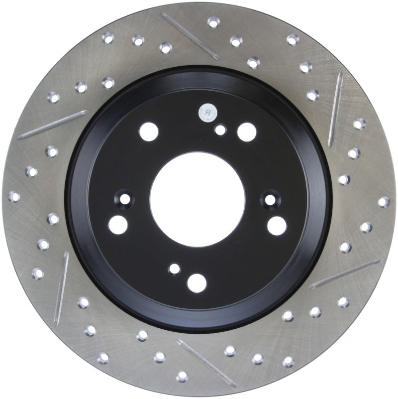 StopTech 00-09 S2000 Slotted & Drilled Left Rear Rotor Stoptech Brake Rotors - Slot & Drilled AXOPROS