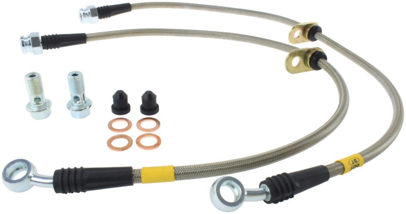 StopTech 02-05 Honda Civic Stainless Steel Front Brake Line Kit Stoptech Brake Line Kits AXOPROS