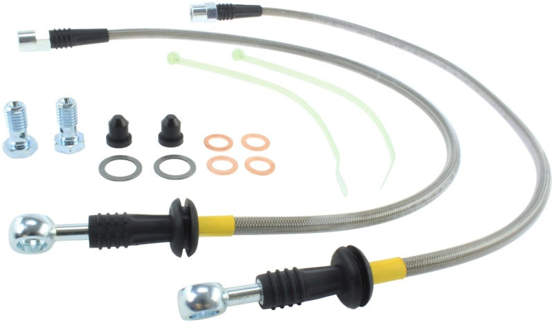 StopTech 02-06 Mini & Mini S Stainless Steel Front Brake Line Kit Stoptech Brake Line Kits AXOPROS