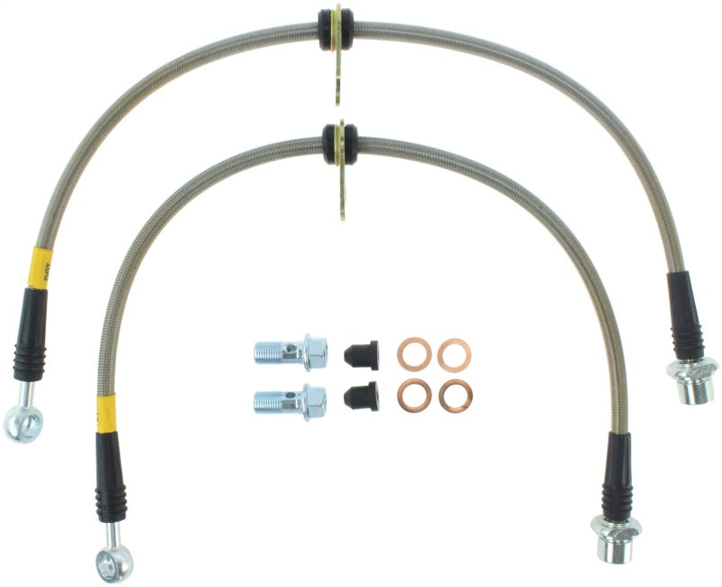 StopTech 02-12 Toyota Camry Coupe/Sedan / 04-08 Solara Front Stainless Steel Brake Lines Stoptech Brake Line Kits AXOPROS
