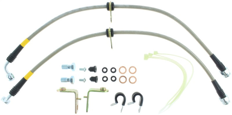 StopTech 05-08 Mustang V6 w/ABS / Mustang GT V8 / 07-09 GT500 Stainless Steel Front Brake Lines Stoptech Brake Line Kits AXOPROS