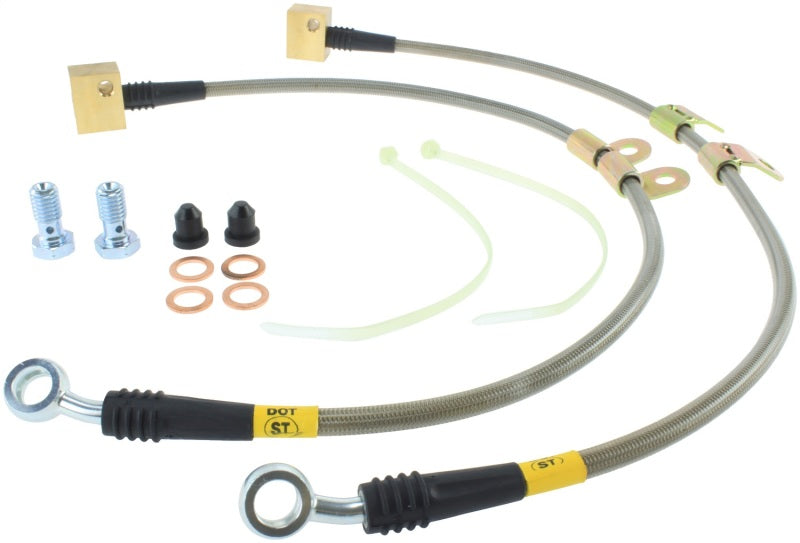 StopTech 06-09 Chevy Trailblazer Stainless Steel Front Brake Lines Stoptech Brake Line Kits AXOPROS