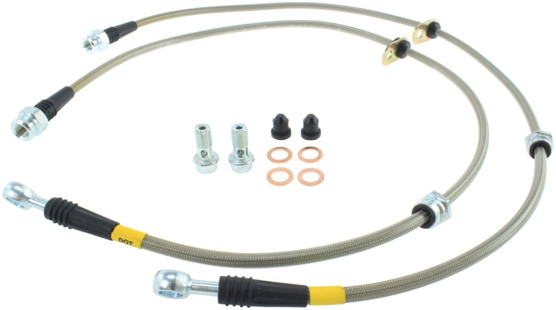 StopTech 08-10 EVO X AWD Stainless Steel Front Brake Lines Stoptech Brake Line Kits AXOPROS