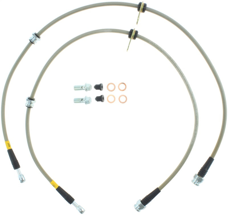 StopTech 08-10 EVO X AWD Stainless Steel Front Brake Lines Stoptech Brake Line Kits AXOPROS