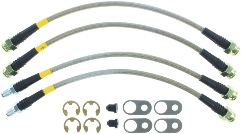 StopTech 08-10 Mitsubishi Lancer Ralliart Stainless Steel Rear Brake Lines Stoptech Brake Line Kits AXOPROS