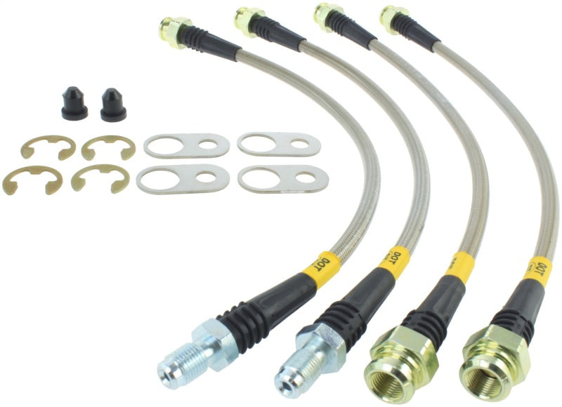 StopTech 08-10 Mitsubishi Lancer Ralliart Stainless Steel Rear Brake Lines Stoptech Brake Line Kits AXOPROS