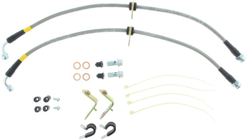 StopTech 11-14 Ford Mustang GT 5.0L V8 Stainless Steel Front Brake Lines Stoptech Brake Line Kits AXOPROS