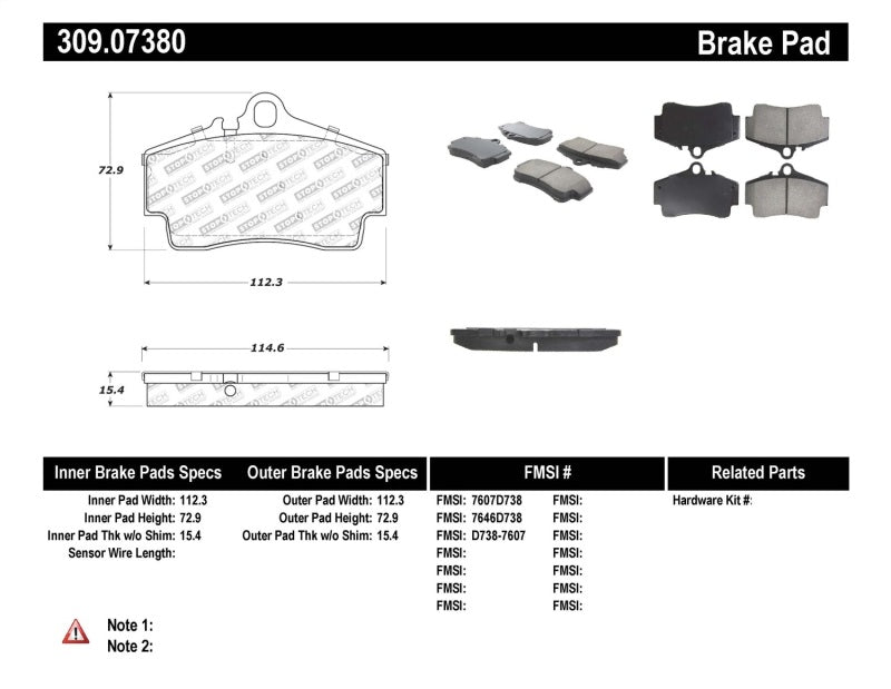 StopTech Performance 97-04 Porsche Boxster / 00-08 Boxster S / 98-08 911 Rear Brake Pads Stoptech Brake Pads - Performance AXOPROS