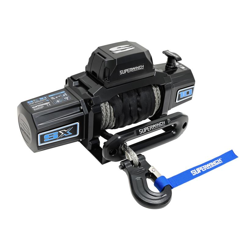 Superwinch 10000 LBS 12V DC 3/8in x 80ft Synthetic Rope SX10SR Winch - Semi Gloss Black Superwinch Winches AXOPROS