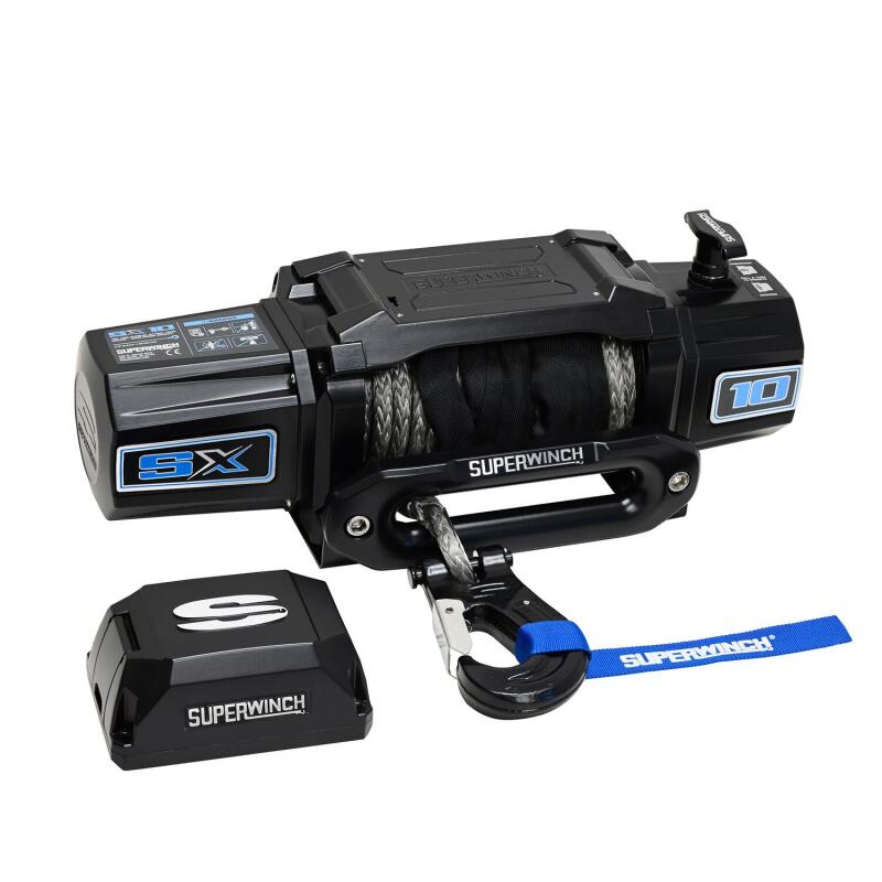 Superwinch 10000 LBS 12V DC 3/8in x 80ft Synthetic Rope SX10SR Winch - Semi Gloss Black Superwinch Winches AXOPROS