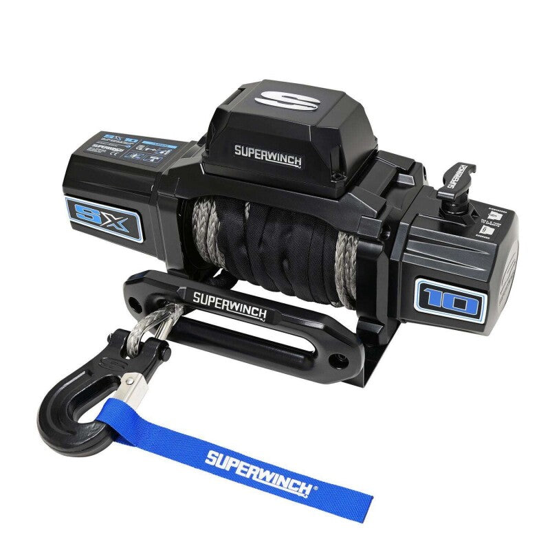 Superwinch 10000 LBS 12V DC 3/8in x 80ft Synthetic Rope SX10SR Winch - Semi Gloss Black Superwinch Winches AXOPROS