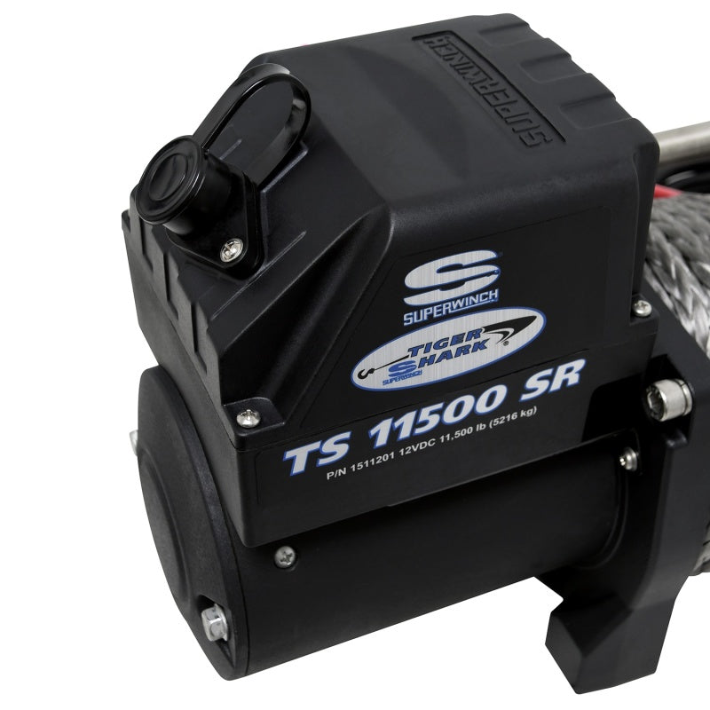 Superwinch 11500 LBS 12V DC 3/8in x 80ft Synthetic Rope Tiger Shark 11500 Winch Superwinch Winches AXOPROS