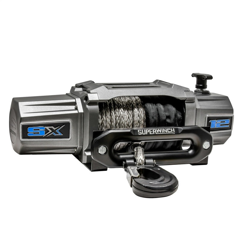Superwinch 12000 LBS 12V DC 3/8in x 80ft Synthetic Rope SX 12000SR Winch - Graphite Superwinch Winches AXOPROS