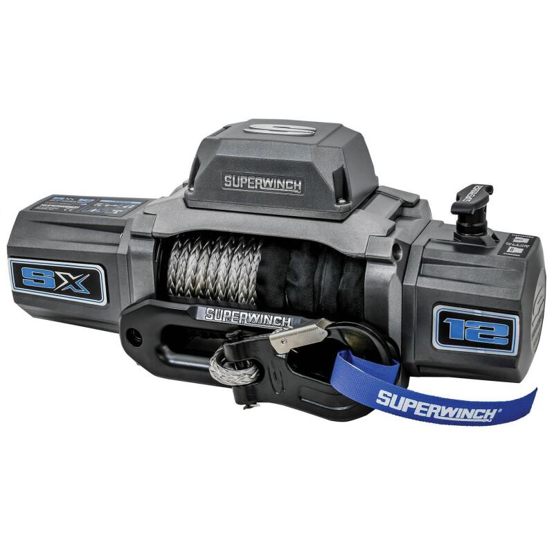 Superwinch 12000 LBS 12V DC 3/8in x 80ft Synthetic Rope SX 12000SR Winch - Graphite Superwinch Winches AXOPROS