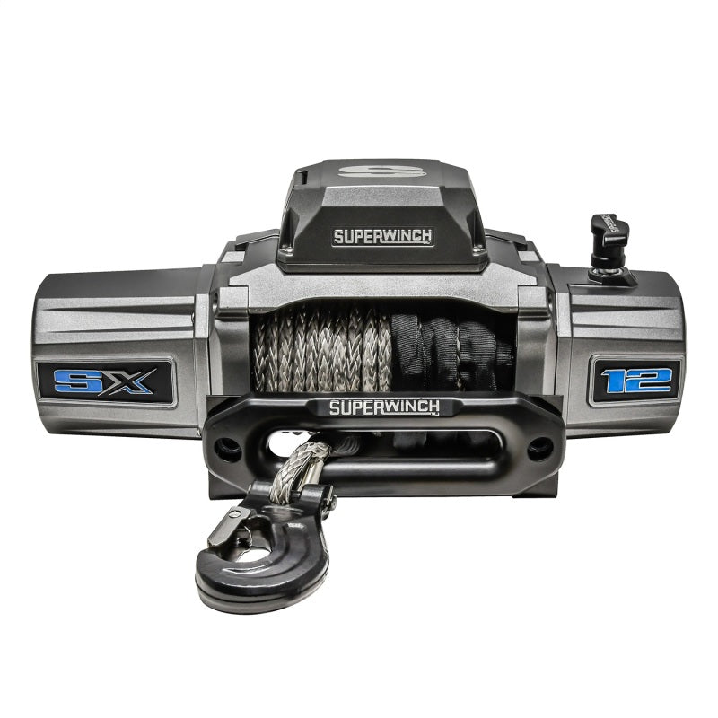 Superwinch 12000 LBS 12V DC 3/8in x 80ft Synthetic Rope SX 12000SR Winch - Graphite Superwinch Winches AXOPROS