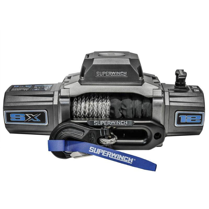 Superwinch 12000 LBS 12V DC 3/8in x 80ft Synthetic Rope SX 12000SR Winch - Graphite Superwinch Winches AXOPROS