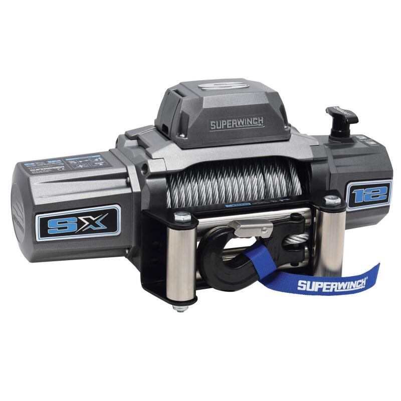 Superwinch 12000 LBS 12V DC 3/8in x 85ft Wire Rope SX 12000 Winch - Graphite Superwinch Winches AXOPROS