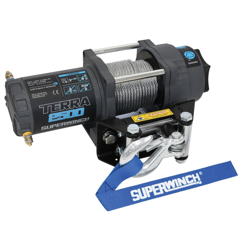 Superwinch 2500 LBS 12V DC 3/16in x 40ft Steel Rope Terra 2500 Winch - Gray Wrinkle Superwinch Winches AXOPROS
