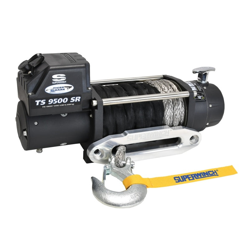 Superwinch 9500 LBS 12V DC 3/8in x 80ft Synthetic Rope Tiger Shark 9500 Winch Superwinch Winches AXOPROS