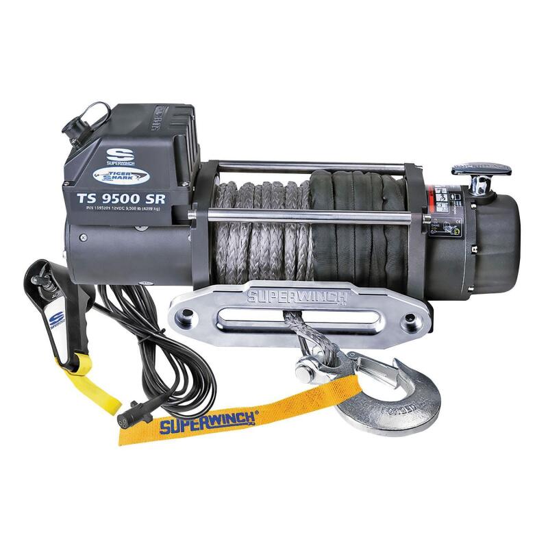 Superwinch 9500 LBS 12V DC 3/8in x 80ft Synthetic Rope Tiger Shark 9500 Winch Superwinch Winches AXOPROS