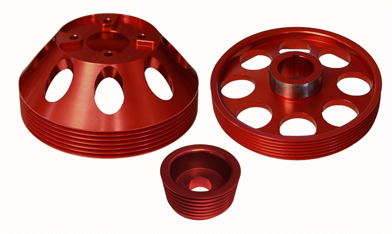 Torque Solution Lightweight WP/Crank/Alt Pulley Combo (Red): Hyundai Genesis Coupe 3.8 2010+ Torque Solution Pulleys - Crank, Underdrive AXOPROS