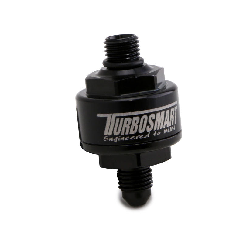 Turbosmart Billet Turbo Oil Feed Filter w/ 44 Micron Pleated Disc AN-4 Male to AN-4 ORB- Black Turbosmart Oil Filter Other AXOPROS