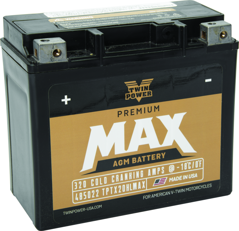 Twin Power GYZ-20HL Premium MAX Battery Replaces H-D 65989-97A Made in USA 320 CCA TwinPower Batteries AXOPROS